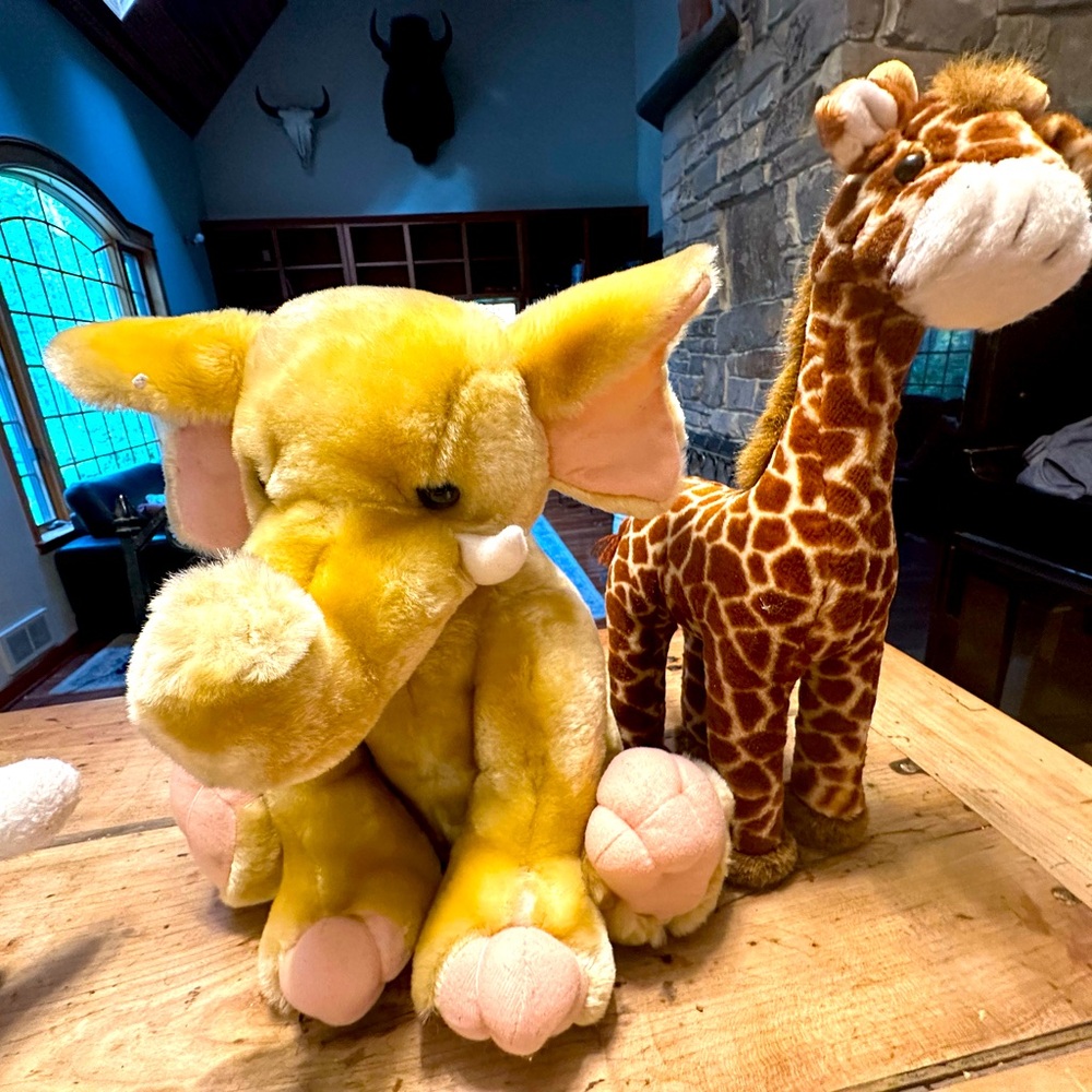 Giraffe and elephant stuffed animal